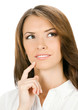 Thinking or planning businesswoman, isolated