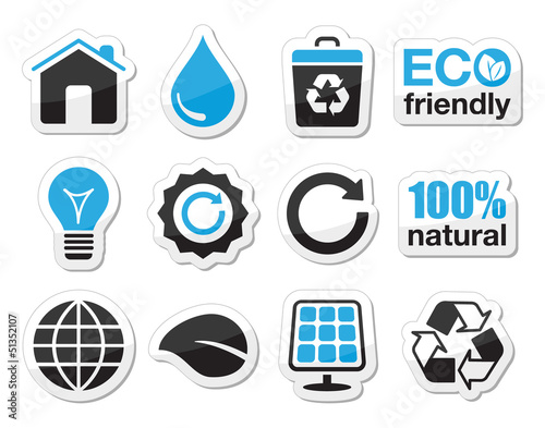 Vector: Ecology, green, recycling vector icons set Ecology, green, recycling vector icons set