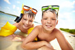 Siblings on beach