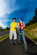 Active young people - rollerblading, cycling
