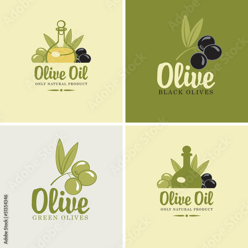 Vector: set of four banners on the theme of olives and oil set of four banners on the theme of olives and oil