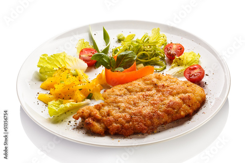 Photo: Fried pork chop and vegetable salad Fried pork chop and vegetable salad