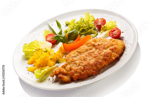 Photo: Fried pork chop and vegetable salad Fried pork chop and vegetable salad