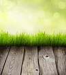 Grass and planks abstract presentation background concept
