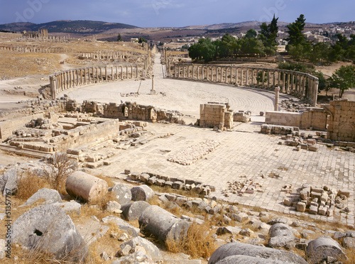 Photo: Oval forum of Jerash Oval forum of Jerash