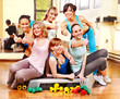 Women in aerobics class.