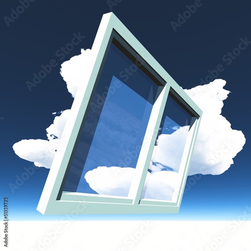 Illustration: Window of opportunity overlooking blue sky and beautiful summer Window of opportunity overlooking blue sky and beautiful summer