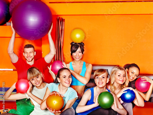 Photo: Group people in aerobics class. Group people in aerobics class.