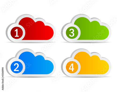 Vector: Numbered cloud labels, vector illustration Numbered cloud labels, vector illustration