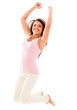Casual woman jumping