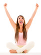 Woman with arms up