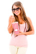 Woman eating popcorn