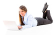 Foto : Business woman lying on the floor Business woman lying on the floor