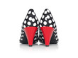 Peeptoe schwarz weiss rot Absätze