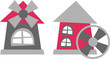 mill – vector illustration, mill tower and water mill