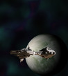 Science Fiction Gunship in Orbit