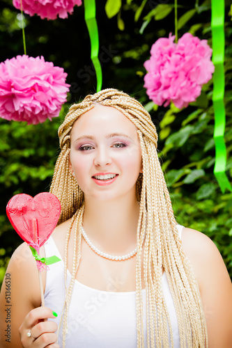 Photo: Summer girl portrait. beautiful girl. Sweet candy girl Summer girl portrait. beautiful girl. Sweet candy girl