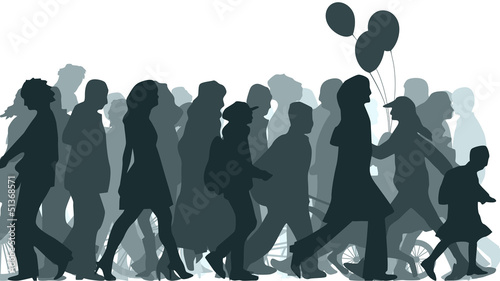 Vector: Illustration of crowd moved unknown people. Illustration of crowd moved unknown people.