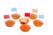 Queensday cake with flags and speckles isolated on white backgro
