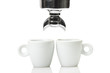 An espresso machine group head  and two cup