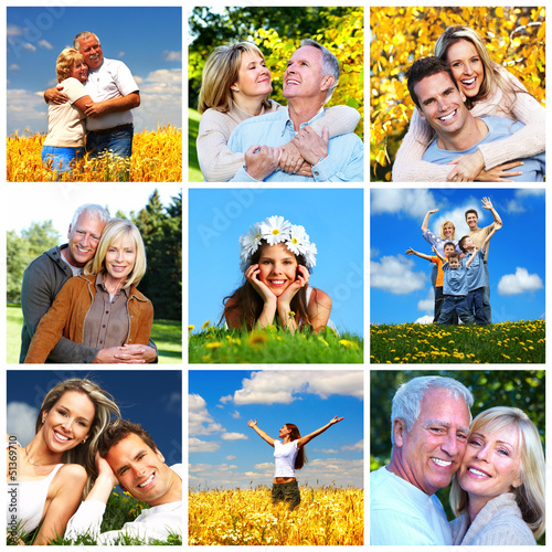 Photo: Happy family collage. Happy family collage.