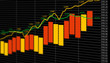 Tableau croissance financière jaune rouge orange