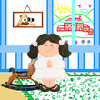 background cheerful girl on the day of her First Holy Communion