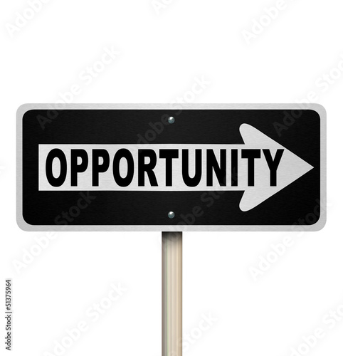 Illustration: Opportunity One-Way Road Sign Chance for Success Opportunity One-Way Road Sign Chance for Success