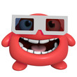 Ilustração : 3d cartoon cute red monster 3d cartoon cute red monster