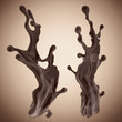 set of 3d liquid chocolate splash elements isolated