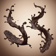 set of 3d liquid chocolate splash elements isolated