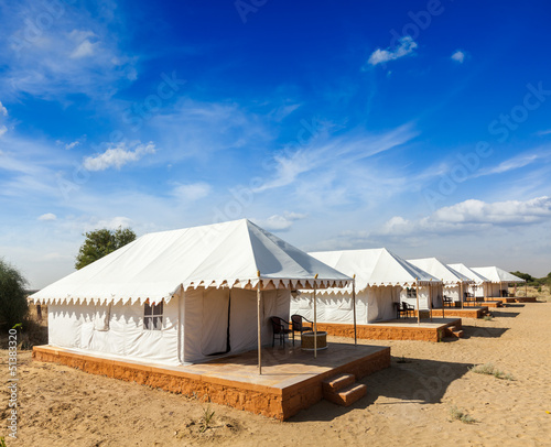 Photo: Tent camp in Thar desert. Jaisalmer, Rajasthan, India. Tent camp in Thar desert. Jaisalmer, Rajasthan, India.