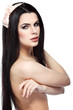 Beautiful girl, isolated on a white, emotions, cosmetics