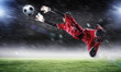 Goalkeeper catches the ball