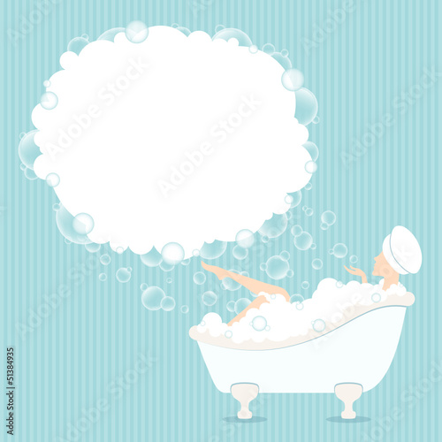 Vector: Woman In Bathtub Soap Bubbles Woman In Bathtub Soap Bubbles