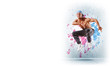 young man dancing hip hop with color lines