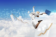 Image of jumping businesswoman