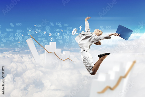 Photo: Image of jumping businesswoman Image of jumping businesswoman