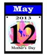 2013 mother's day calendar date icon