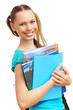 Happy student with books