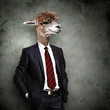 Portrait of a funny camel in a business suit