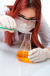 Chemist woman with test tubes