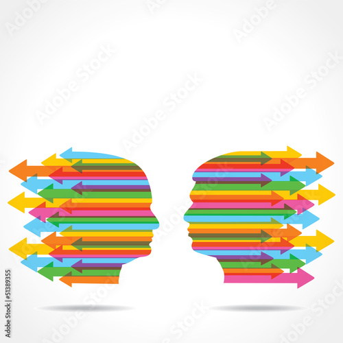Vector: Colorful arrow make the face of man and woman stock vector Colorful arrow make the face of man and woman stock vector