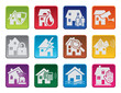 Colorful house security icons