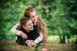 Love and affection between a young couple at the park