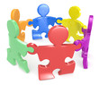 Diversity.Puzzle People x6 holding hands in circle.Multi color