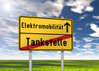 Ortsschild "Elektromobilität / Tankstelle"