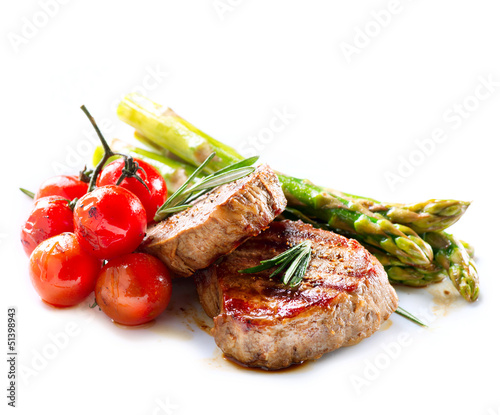Photo: Grilled Beef Steak Meat over White Grilled Beef Steak Meat over White