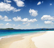 White sand beach and blue sky