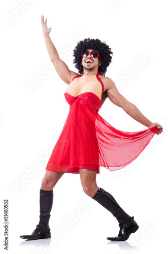 Photo: Man dressing in woman dress Man dressing in woman dress